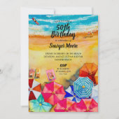 Ocean Beach Birthday Party Invitations Kaart (Voorkant)