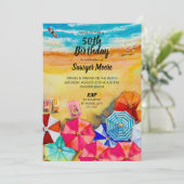 Ocean Beach Birthday Party Invitations Kaart (Staand voorkant)