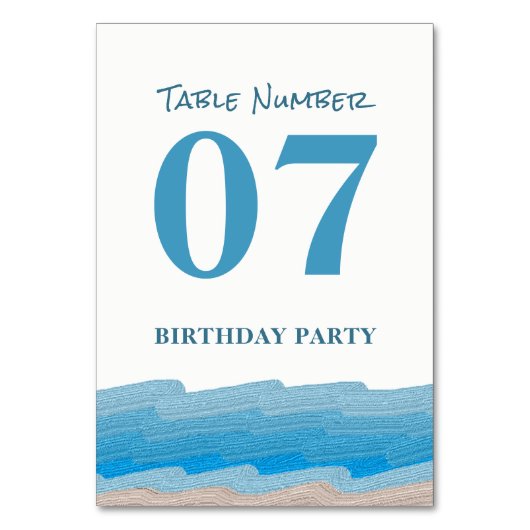 Ocean Beach Birthday Party Table No. Kaart (Voorkant)