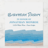 Ocean Beach Birthday Party Wijn Etiket (Enkel label)