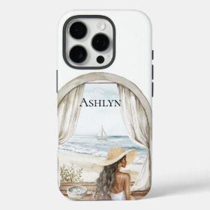 Ocean Beach Black Woman iPhone 16 Pro Hoesje