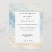 Ocean Beach Blue Cream Sand Wedding Kaart (Voorkant / Achterkant)