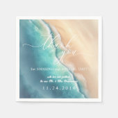 Ocean Beach Blue Waterverf Dank u Servet (Voorkant)