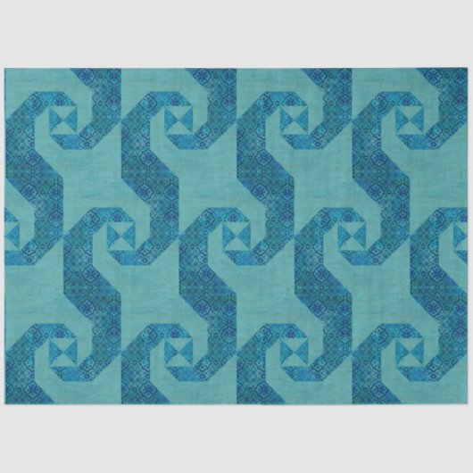 Ocean Beach Blue Waves Quilt Patroon Decoupage Art Tissuepapier (Voorkant)