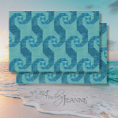 Ocean Beach Blue Waves Quilt Patroon Decoupage Art Tissuepapier
