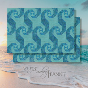 Ocean Beach Blue Waves Quilt Patroon Decoupage Art Tissuepapier