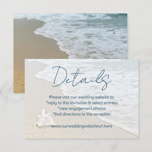 Ocean Beach - Carte Détails de mariage (Devant / Derrière)