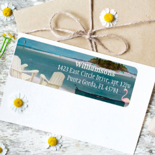 Ocean Beach Chairs Seascape Return Address Label