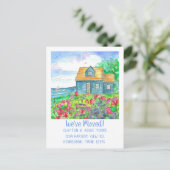 Ocean Beach Cottage Bewegende aankondiging Briefkaart (Staand voorkant)