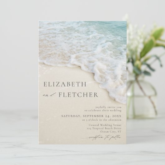 Ocean Beach Destination Mariage Invitation (Debout devant)