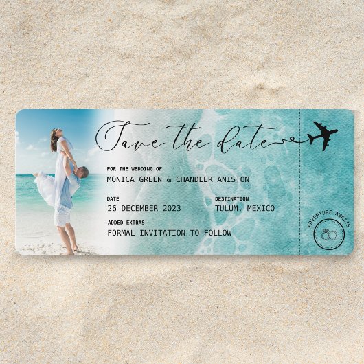 Ocean Beach Foto Boarding Pass Save The Date
