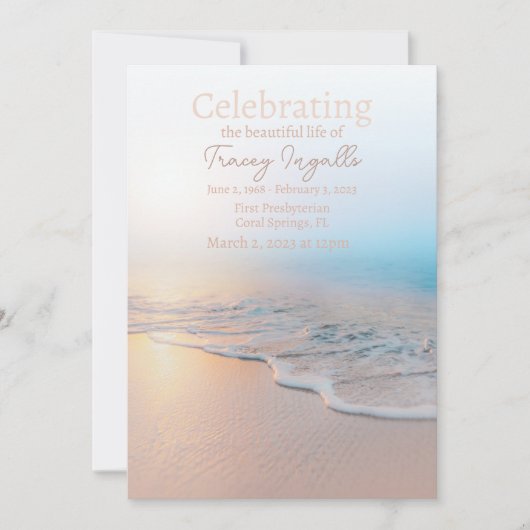 Ocean Beach Funeral Celebration of Life Kaart (Voorkant)