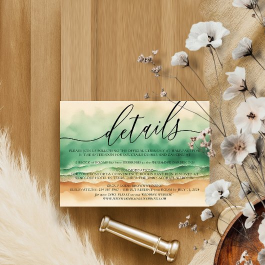 Ocean Beach Groene Waterverf Elegante Zon Zomer RSVP Kaartje