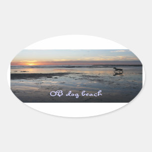 Ocean Beach, hondenstrand Ovale Sticker