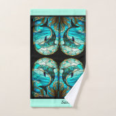 Ocean Beach House Blue Dolphin Faux Verre Tiré (Serviette à main)