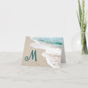 Ocean Beach met monogram letter M Notitiekaartje