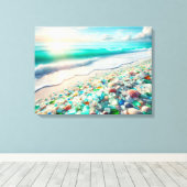  Ocean Beach met Zee Glass Canvas Afdruk (Insitu (Houten vloer))