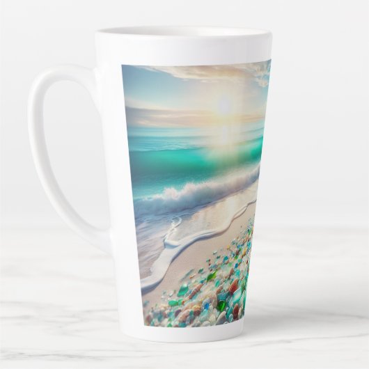  Ocean Beach met Zee Glass Latte Mok (Links)