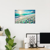  Ocean Beach met Zee Glass Poster (Thuiskantoor)