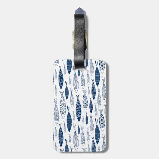 Ocean Beach Nautical Fish Pattern Bagagelabel (Achterkant verticaal)