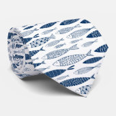 Ocean Beach Nautical Fish Pattern Stropdas (Opgerold)