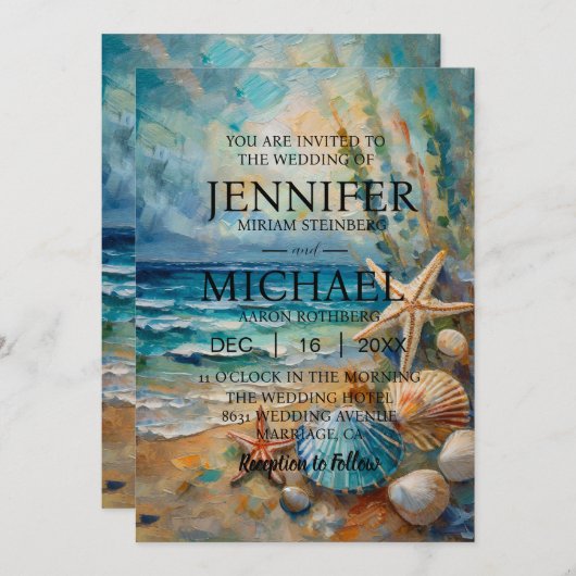 Océan Beach Nautique Mariage Invitations (Devant / Derrière)
