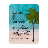 Ocean Beach Palm Tree Bruiloft Save the Date Magneet (Verticaal)