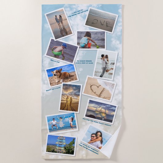 Ocean Beach Photo Collage Template Strandlaken (Voorkant)