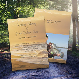 Ocean Beach Photo Memorial Funeral Service Kaart