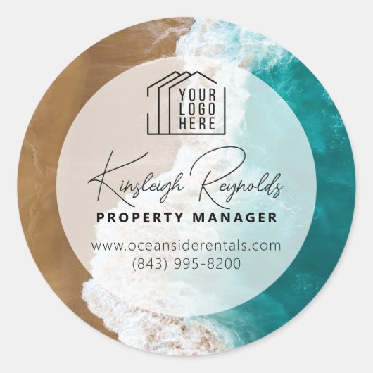 Ocean / Beach Rental Property Manager Aangepaste f Ronde Sticker (Voorkant)