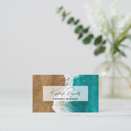 Ocean / Beach Rental Property Manager QR-code Visitekaartje (Staand voorkant)