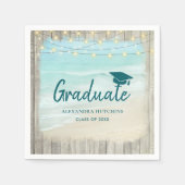 Ocean Beach Rustic Wood Lights Afstuderen partij Servet (Voorkant)