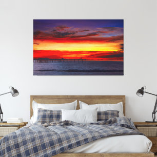 Ocean Beach San Diego Sunset Canvas Muurkunst Afdruk