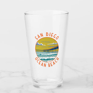 Ocean Beach San Diego Travel Art Vintage Glas