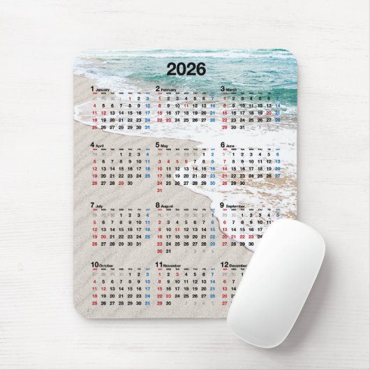 Ocean Beach Sand 2026 Calendar Muismat (Met muis)