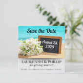 Ocean Beach Save the Date Bruiloft Kaart (Staand voorkant)