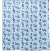 Ocean Beach Seahorse Starfish Crab & Shell Pattern Douchegordijn (Voorkant)
