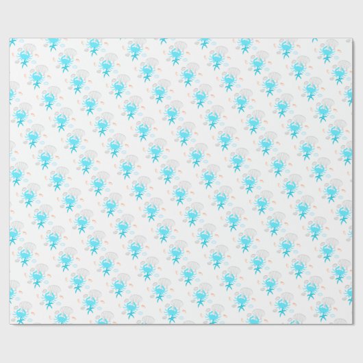 Ocean Beach Seashell Starfish Theme Wrapping Paper Cadeaupapier (Vlak)