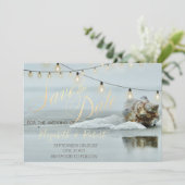 Ocean Beach Seashell String Light Save the Date (Staand voorkant)