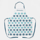 Ocean Beach Seashells Blauw Gepersonaliseerd Koken Schort (Voorkant)