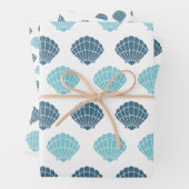 Ocean Beach Seashells Blue Pattern Thema Inpakpapier Vel (In situ)