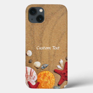 Ocean Beach Seashells Red Starfish Aangepast iPhone 13 Hoesje