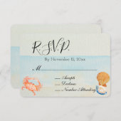 Ocean Beach Shells Wedding RSVP Informatiekaartje (Voorkant / Achterkant)