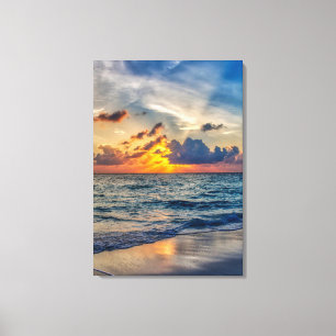 OCEAN BEACH SUNSET PRINT OP STRETCHTE CANVAS