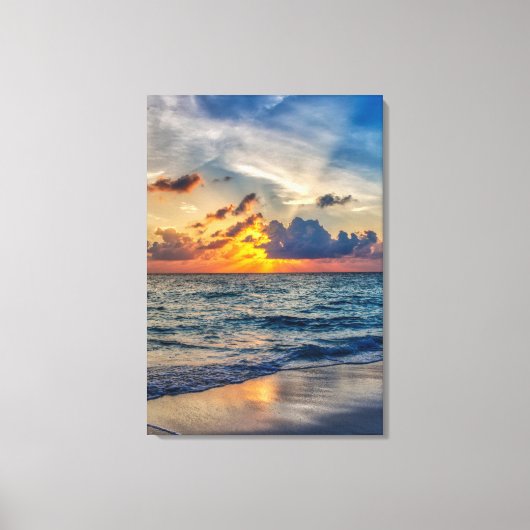 OCEAN BEACH SUNSET PRINT OP STRETCHTE CANVAS (Voorkant)