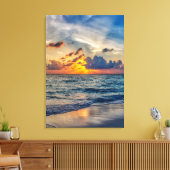 OCEAN BEACH SUNSET PRINT OP STRETCHTE CANVAS (Insitu (Woonkamer))