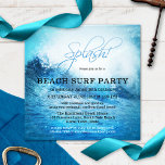 Ocean Beach Surf Summer Party Invitation<br><div class="desc">Invitation de Beach party avec une peinture artistique d'une grande vague de surf. Belle pour une fête d'été sur la plage ou une fête d'anniversaire pour un surfeur. Le texte "Splash" peut être supprimé si vous n'en avez pas besoin.</div>