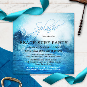 Ocean Beach Surf Summer Party Invitation Kaart