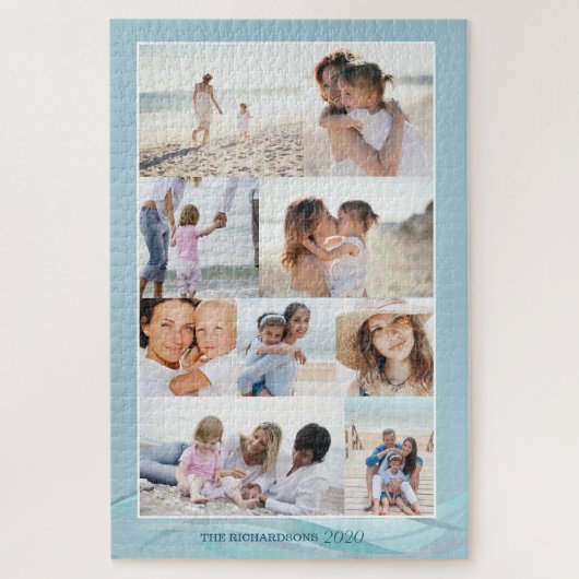 Ocean Beach Theme Family Photo Memory Collage Grid Legpuzzel (Verticaal)