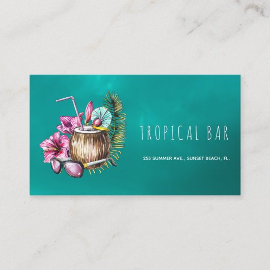 Ocean beach tropical bartender cartes de visite (Devant)